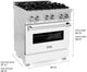 ZLINE 30" Satin Stainless Steel Pro Style Dual Fuel Range with White Matte Door-2