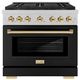 ZLINE Autograph Edition Paramount 36" 5.2 Cu. Ft. Satin Stainless Steel Dual Fuel Range with 6 Burner DuoPro™ Cooktop and Electric Convection Oven with Black Matte Door and Polished Gold Accents-0