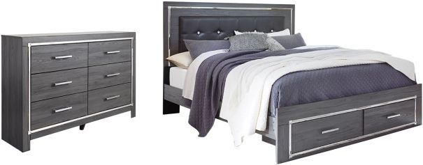 Signature Design by Ashley® Lodanna 2-Piece Gray King Panel Bed Set-0
