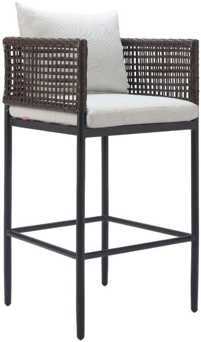 Zuo® Modern Palm Paradise Black/Gray Aluminum Outdoor Barstool-0