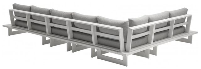 Meridian Furniture Maldives 2-Piece Gray/White Aluminum/Fabric 102" Outdoor Modular Sectional-2