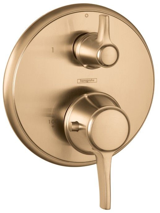 Hansgrohe Ecostat Classic Brushed Bronze Round Thermostatic Trim with Volume Control and Diverter-0