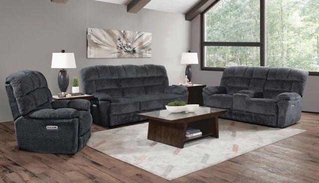 Corinthian Furniture Baker Blue Power Rocking Recliner-1