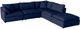 Mazin Furniture Howerton 5-Piece Blue Modular Sectional with 3 Pillows and Right Side Ottoman Chaise-0