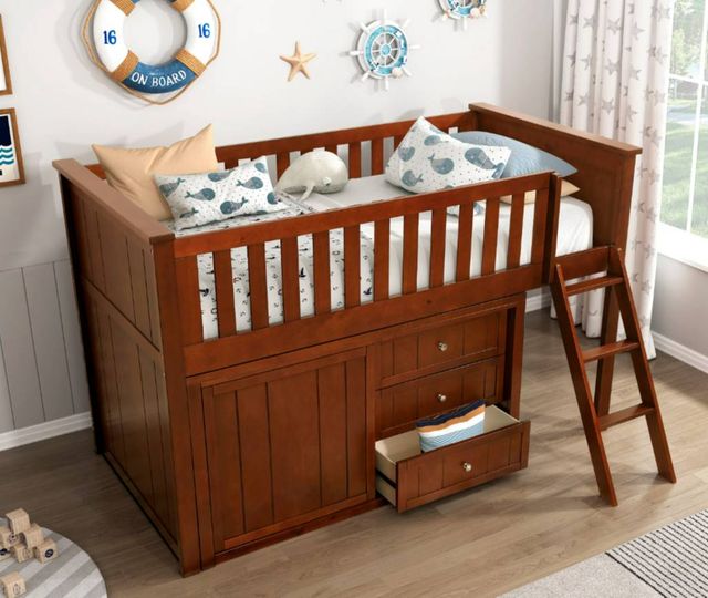 Homelegance® Rowe Dark Cherry Twin Low Loft Bunk Youth Bed with Dresser-1