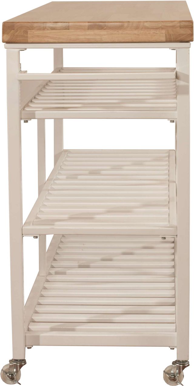 HH2 Home Kennon White Kitchen Cart with Natural Wood Top-2