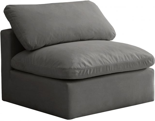Meridian Furniture Plush Grey Velvet Standard Cloud Modular Armless Chair-0
