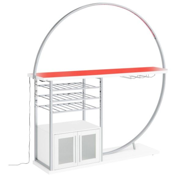 Coaster® Risley Chrome/Glossy White Bar Cabinet with LED-1