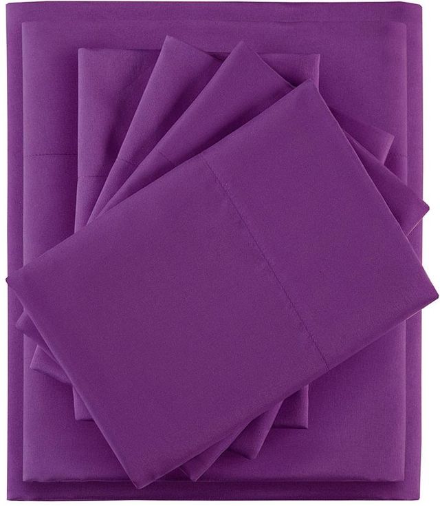 Olliix by Intelligent Design Purple Twin XL Microfiber Sheet Set with Side Storage Pockets-0