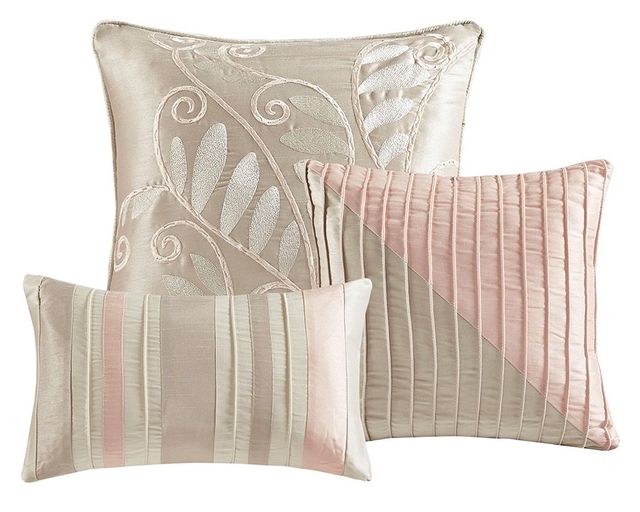 Olliix by Madison Park Amherst 7 Piece Blush and Taupe California King Comforter Set-1