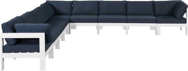 Meridian Furniture Nizuc 9-Piece Navy Outdoor Patio Modular Sectional Set-0
