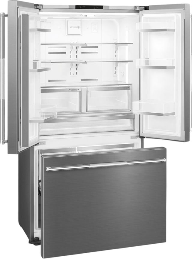 Smeg 36" 20.5 Cu. Ft. Stainless Steel Freestanding French Door Refrigerator-3