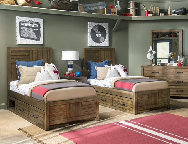 Legacy Kids Teen Summer Camp Brown Twin Youth Panel Bed-1