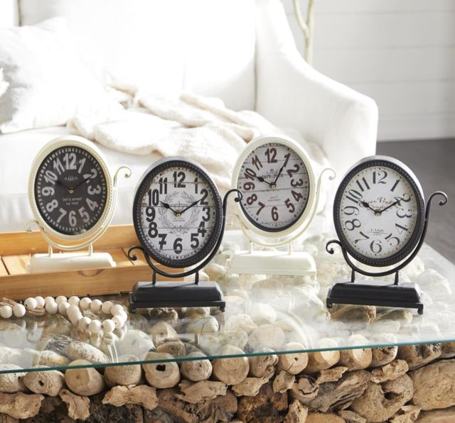 Deco Marche 4-Piece Black Metal Scroll Decorative Clock Set-4