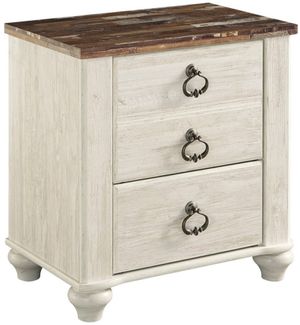 front view of the Signature Design by Ashley® Willowton Whitewash Nightstand