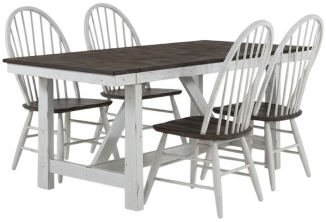 Liberty Furniture Farmhouse 5-Piece Brown/White Optional Trestle Dining Set-0