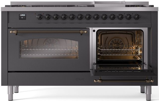Ilve® Nostalgie II Series 60" Graphite Matte Pro Style Dual Fuel Range-3
