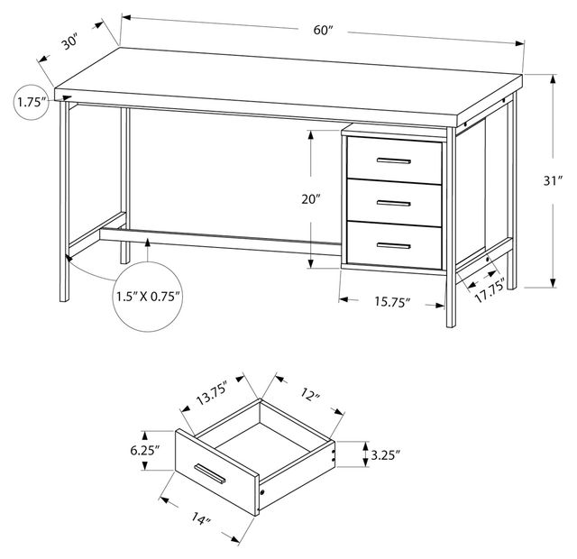 Monarch Specialties Inc. White 60" Computer Desk-3