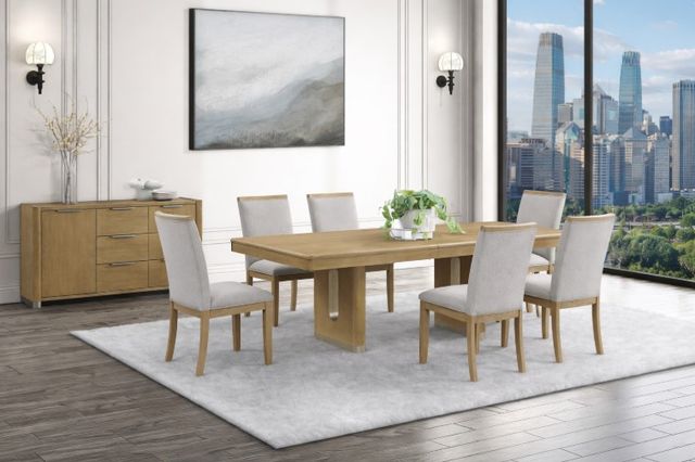 Global Furniture USA D1248 7-Piece Beige/Natural Dining Set-0