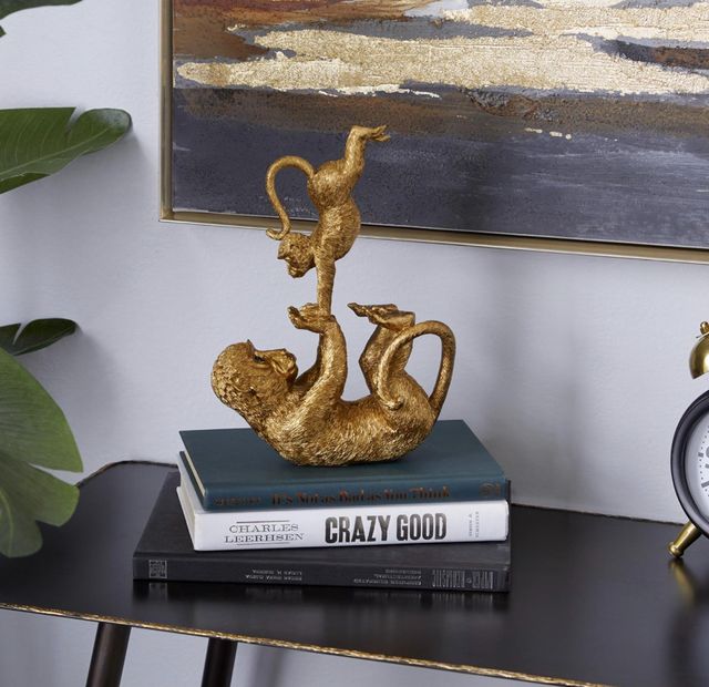 Deco Marche Gold 8” Monkey Sculpture-4