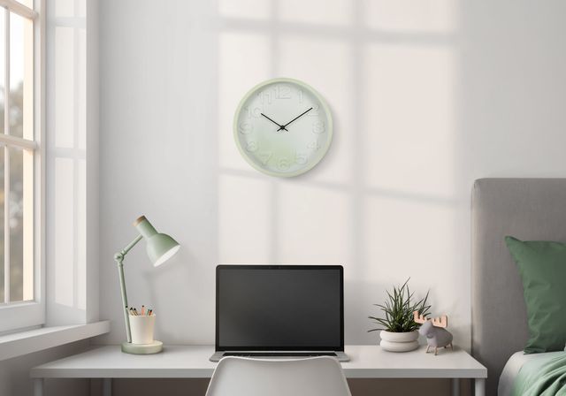 Monarch Specialties Inc. Green 12" Wall Clock with White Numbers-1
