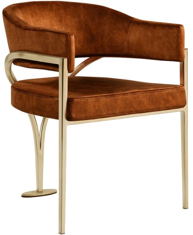 Meridian Furniture Madelyn Cognac/Brushed Brass Velvet Dining Chair-0