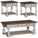 Liberty Furniture Morgan Creek 3-Piece Antique White/Wirebrushed Tobacco Rectangular Occasional Table Set-0