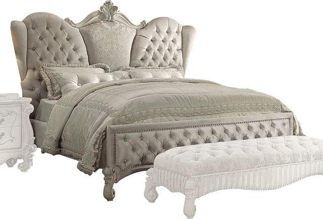 ACME Furniture Versailles Bone White/Ivory Queen Upholstered Panel Bed-0