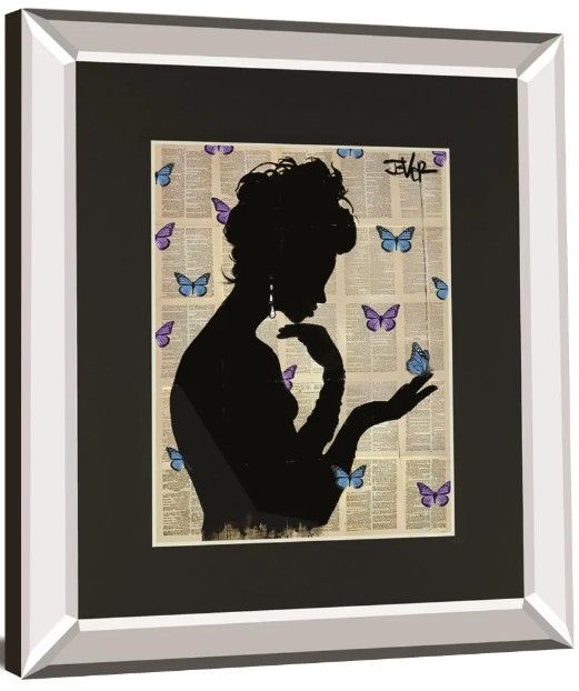 Classy Art Blue Butterflight By Loui Jover Mirror Framed Wall Art-0