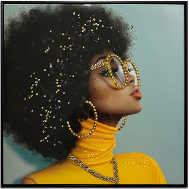 Classy Living Captivating Afro in Yellow Wall Art-0