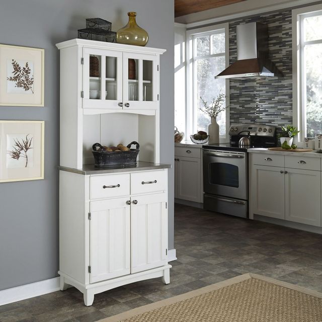 homestyles® Buffet of Buffets Stainless Steel/White Server with Hutch-3