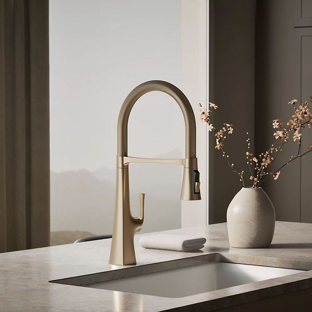 KOHLER® Graze® Vibrant Brushed Bronze 21" Semi-Professional Kitchen Sink Faucet with 3-Function Sprayhead-1