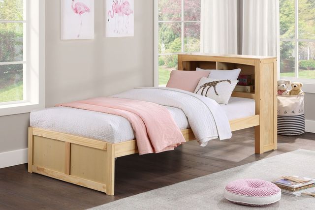 Mazin Furniture Bartly Natural Pine Twin Bookcase Bed-2