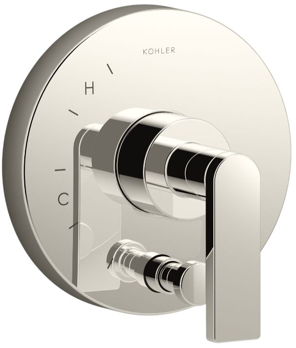 KOHLER® Composed® Rite-Temp® Vibrant Polished Nickel Valve Trim with Push-Button Diverter and Lever Handle-0