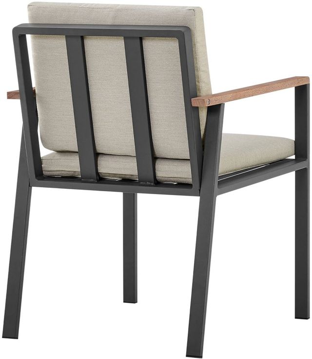 Armen Living Nofi 2-Piece Charcoal/Taupe Aluminum/Fabric Outdoor Dining Arm Chair Set-3