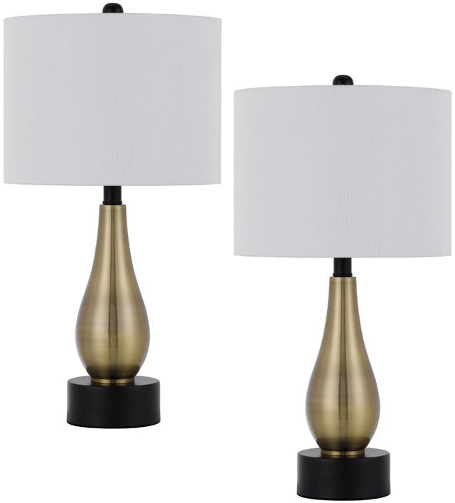 Cal® Lighting & Accessories Ashland 2-Piece Antique Brass/Black Table Lamp Set-0