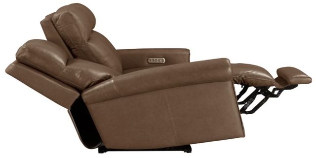 Flexsteel® Alexander Khaki Brown Leather Power Reclining Sofa with Console, Power Headrest and Lumbar-1