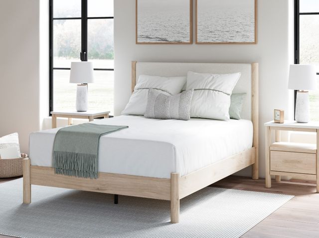 Signature Design by Ashley® Cadmori Tan Twin Upholstered Panel Bed-2