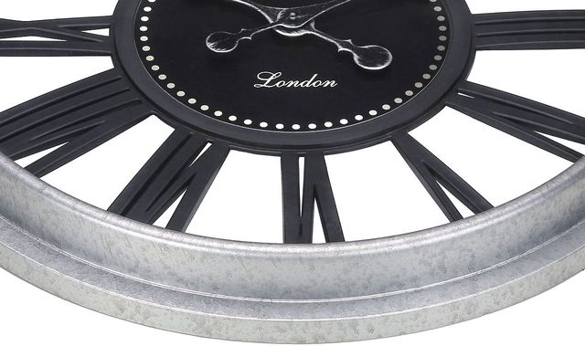 Monarch Specialties Inc. Black/Silver 20" Round Wall Clock with Roman Numerals on Open Background-1