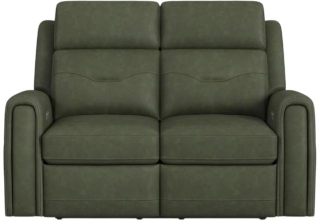 Flexsteel® Felix Forest Green Leather Power Reclining Loveseat with Power Headrest and Lumbar-3