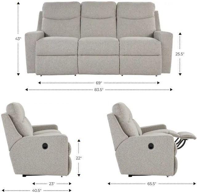 La-Z-Boy® Emmons Oak Leather Manual Reclining Sofa-2