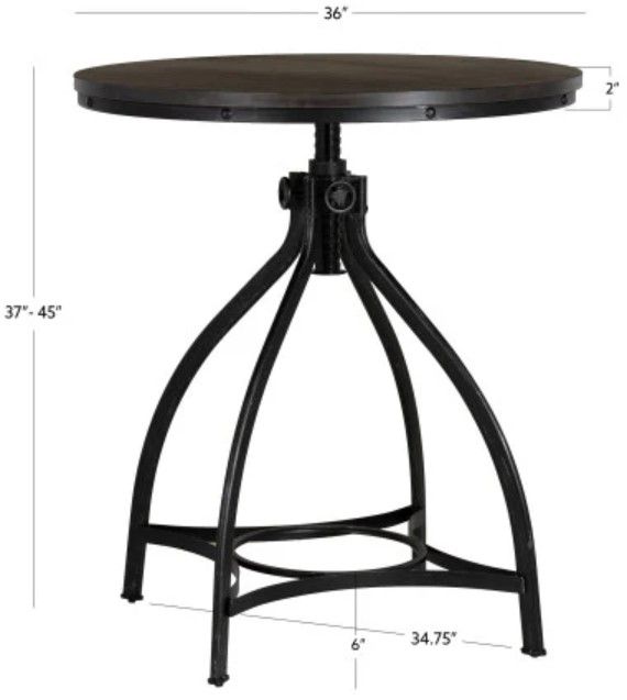 Powell® Haywood Gray Wooden Top Bar Table with Steel Base-2