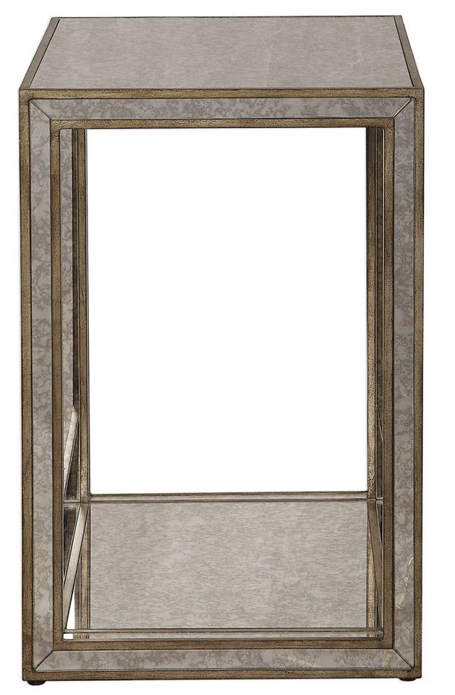 Uttermost® Julie Antique Mirror End Table with Antique Gold Accents-3