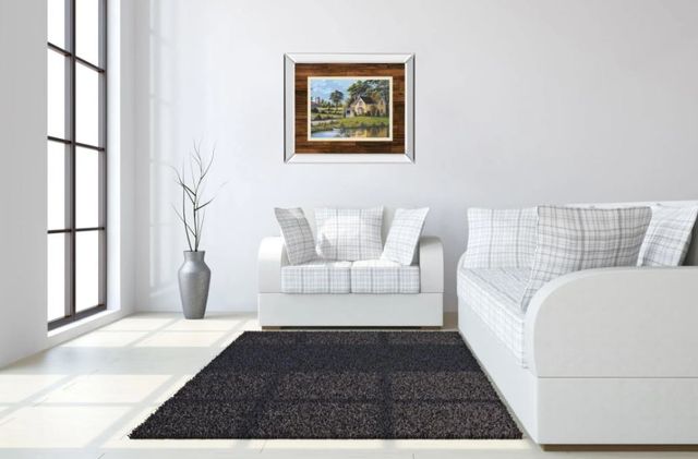 Classy Art Yellow House by Saunders Mirror Framed Wall Art-2