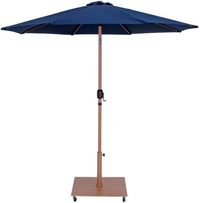 Meridian Furniture Fiji Navy/Teak Aluminum Outdoor Patio Umbrella and Base-0