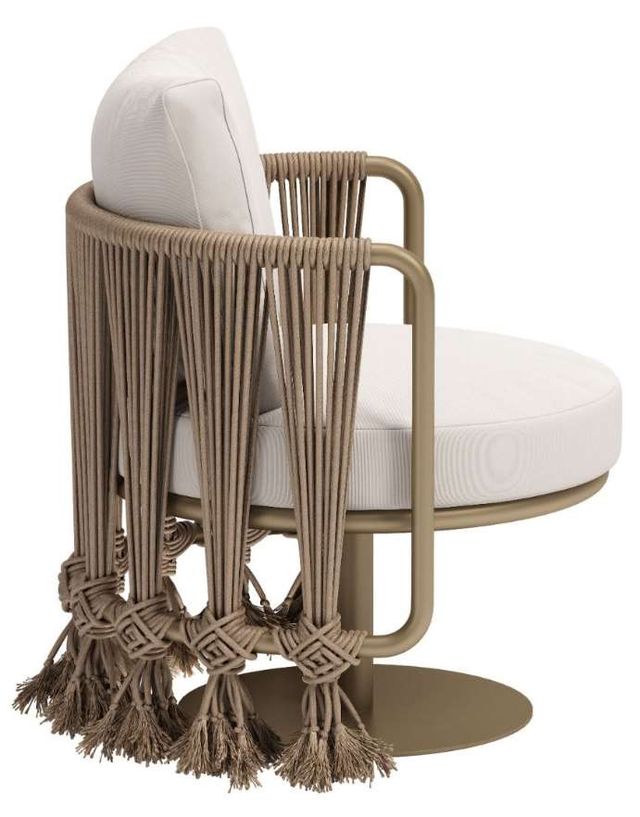 Zuo® Modern Uzel Brown/White Aluminum Fabric Outdoor Accent Chair-2