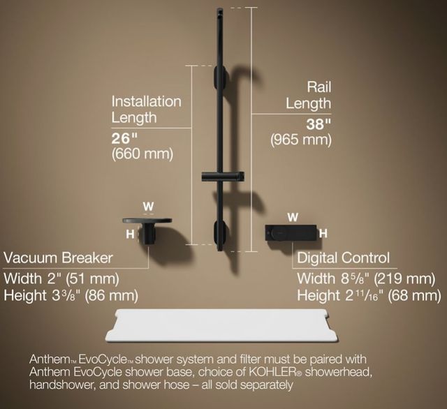 KOHLER® Anthem™ EvoCycle™ Matte Black Hybrid Smart Shower System for Showerhead and Handshower-2
