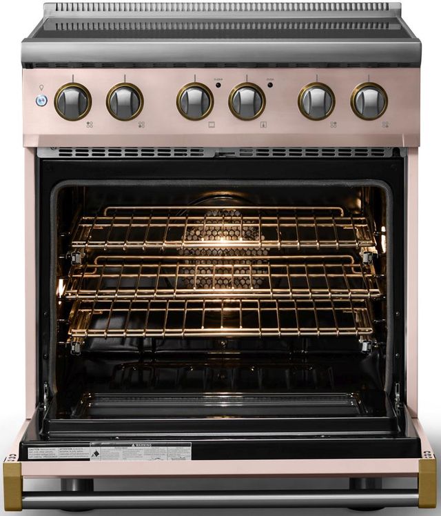 Viking® 5 Series 30" Blush Pro Style Induction Range with Brushed Brass Trim-1