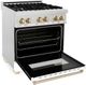 ZLINE Autograph Edition 30" Satin Stainless Steel Pro-Style Dual Fuel Range with Electric Convection Oven and White Matte Door-1