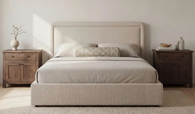 Moe's Home Collection Simon Flecked Beige Queen Storage Panel Bed-1
